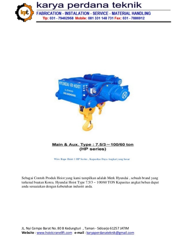 Supplier hoist crane surabaya makassar balikpapan Jual Wire Rope Ho…