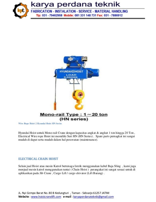 Supplier hoist crane surabaya makassar balikpapan Jual Wire Rope Ho…