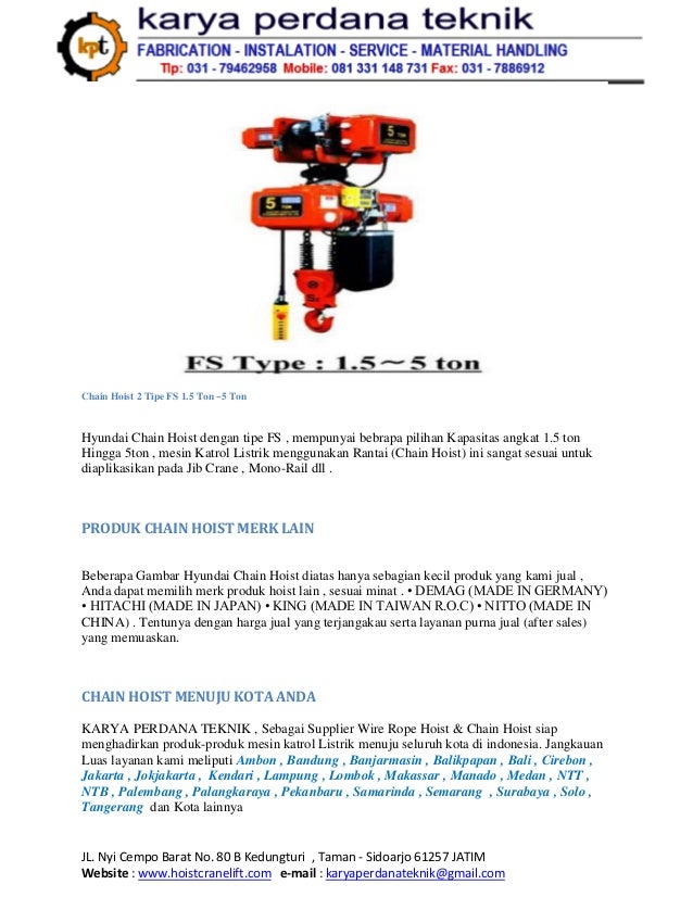 Supplier hoist crane surabaya makassar balikpapan Jual Wire Rope Ho…