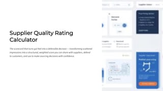 Supplier Quality Rating Calculator: The Scorecard That Turns Gut Feel ...