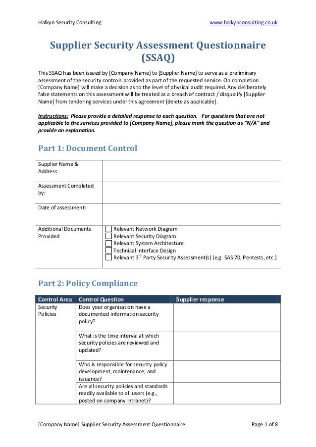 sig questionnaire free download