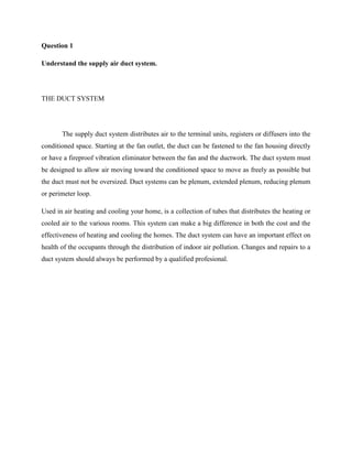 S3 Supply Air Duct System Assignment | DOCX