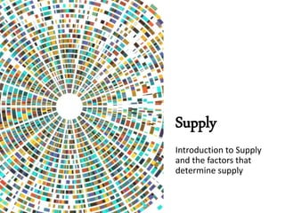 Supply
Introduction to Supply
and the factors that
determine supply
 