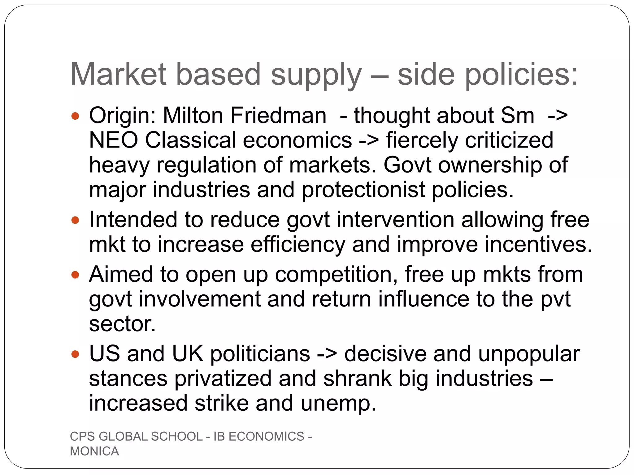 Supply side policies - IB Economics | PPTX