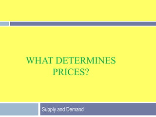 What Determines PriceS? Supply and Demand 