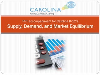 PPT accompaniment for Carolina K-12’s
Supply, Demand, and Market Equilibrium
 