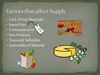  Lack of Raw Materials
 Input Price
 Communication
 Sub-Products
 Taxes and Subsidies
 Seasonality of Material

 