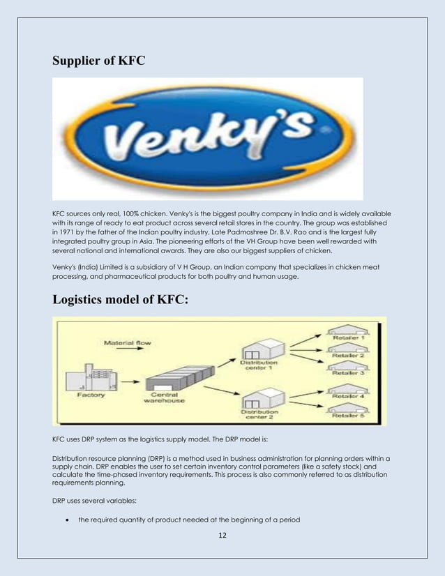 Supply chain analysis of KFC India PDF