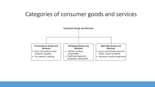 Categories of consumer goods and services
 