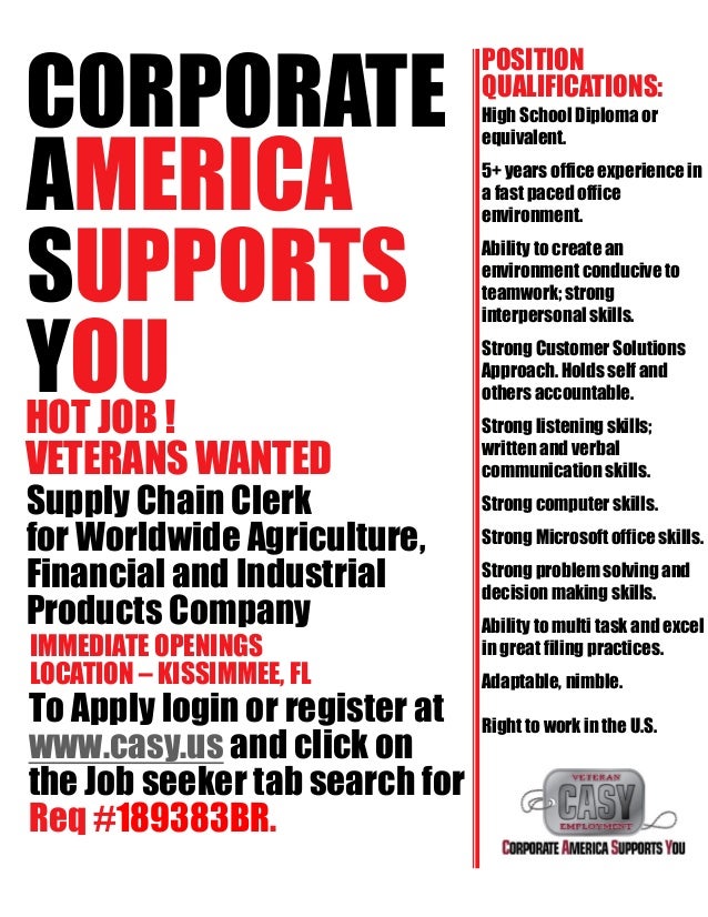 HOT JOB Kissimmee, FL, Supply Chain Clerk