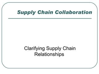 Supply Chain Collaboration Clarifying Supply Chain Relationships  