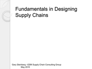Fundamentals in Designing Supply Chains   Gary Steinberg –GSM Supply Chain Consulting Group 			May 2010 