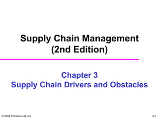 © 2004 Prentice-Hall, Inc. 3-1
Chapter 3
Supply Chain Drivers and Obstacles
Supply Chain Management
(2nd Edition)
 