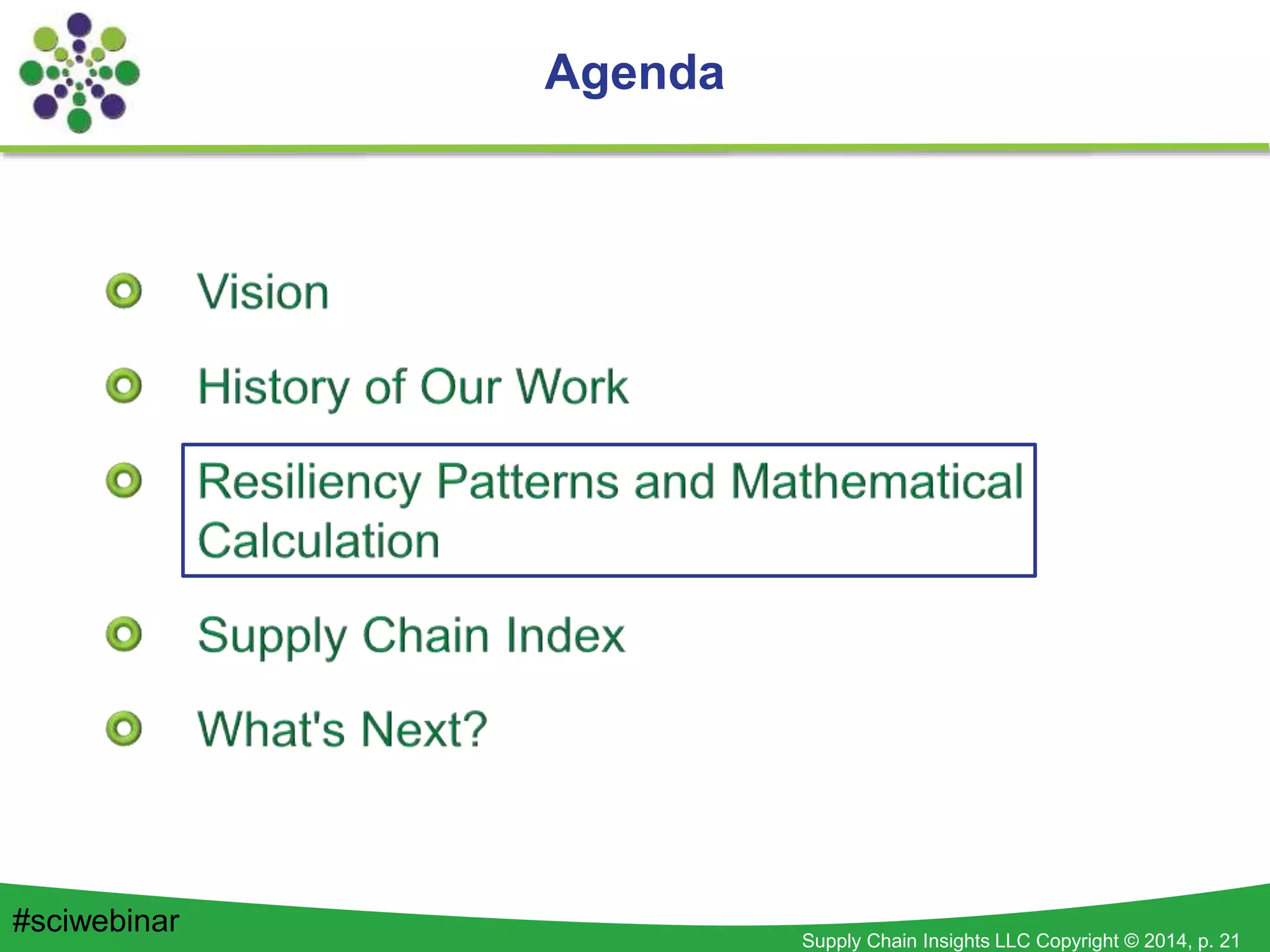 Supply Chain Insights LLC Copyright © 2014, p. 21
Agenda
#sciwebinar
 