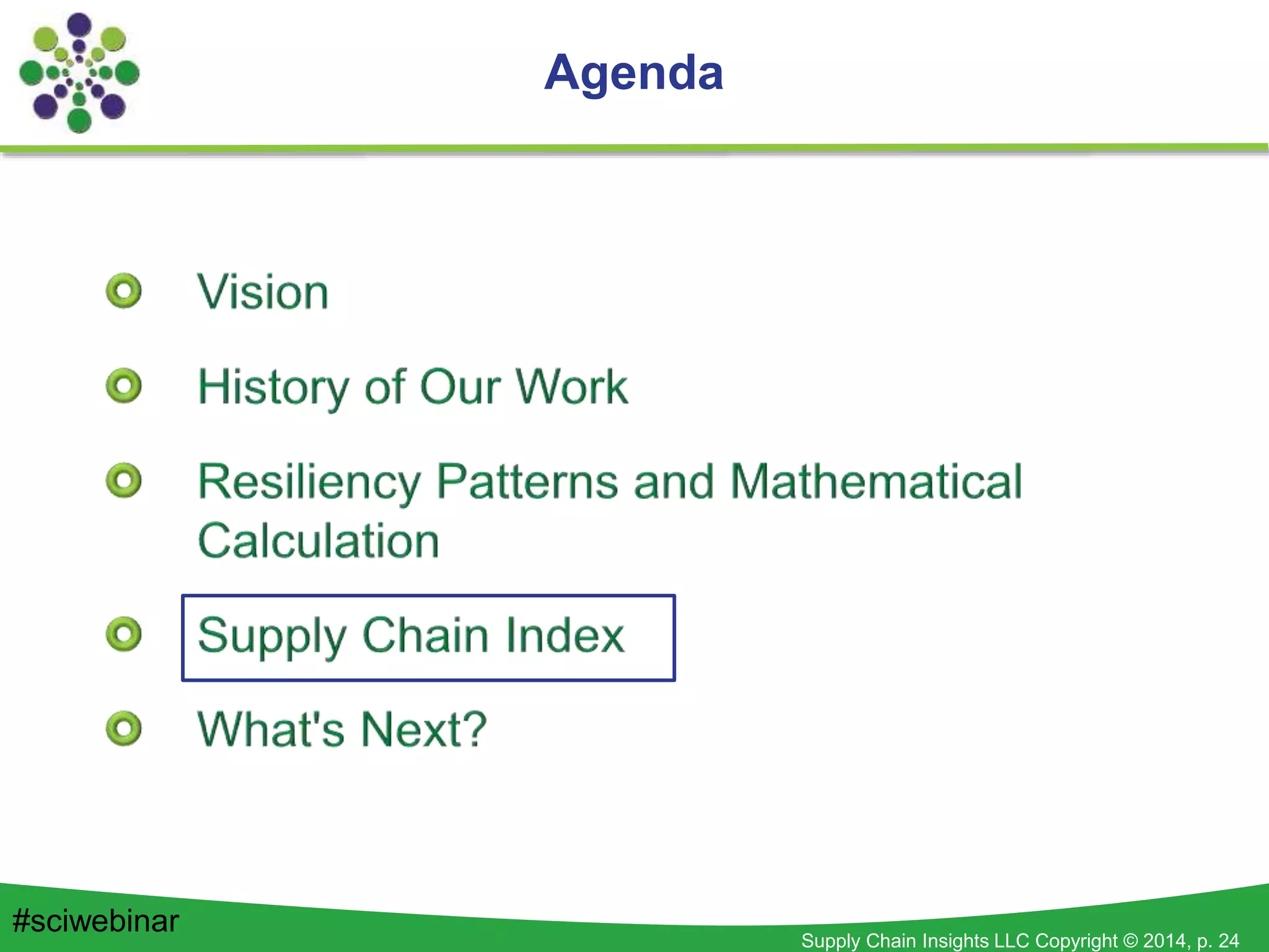 Supply Chain Insights LLC Copyright © 2014, p. 24
Agenda
#sciwebinar
 