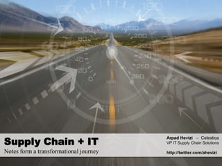 Supply Chain + IT
                                        Arpad Hevizi – Celestica
                                        VP IT Supply Chain Solutions

Notes form a transformational journey   http://twitter.com/ahevizi
 