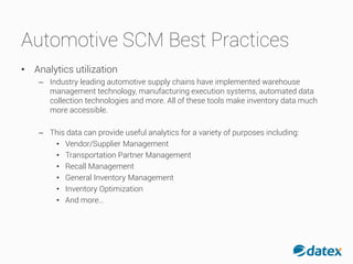 Supply Chain & Logistics Basics: The Automotive Supply Chain | PDF