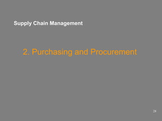 Supply Chain Management

2. Purchasing and Procurement

28

 