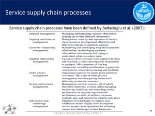 Service supply chain processes
Service supply chain processes have been defined by Baltacioglu et al. (2007):
34
 