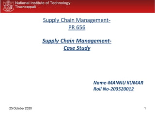 125 October 2020
Supply Chain Management-
PR 656
Supply Chain Management-
Case Study
Name-MANNU KUMAR
Roll No-203520012
 