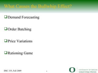What Causes the Bullwhip Effect? Demand Forecasting Order Batching Price Variations  Rationing Game 