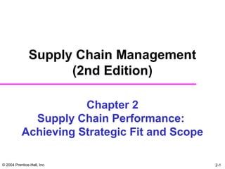 © 2004 Prentice-Hall, Inc. 2-1
Chapter 2
Supply Chain Performance:
Achieving Strategic Fit and Scope
Supply Chain Management
(2nd Edition)
 