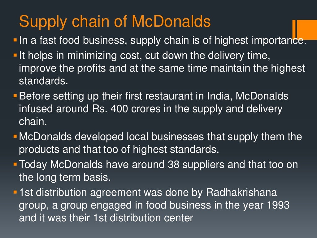 Supply chain management of mcdonalds