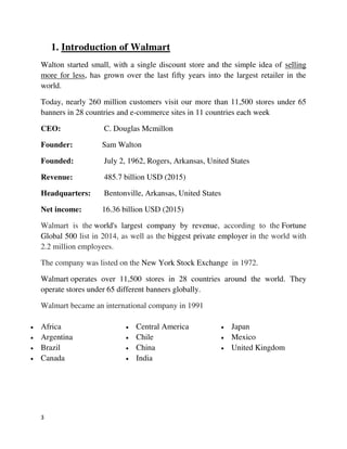 Walmart Introduction Supply chain management of walmart | PDF