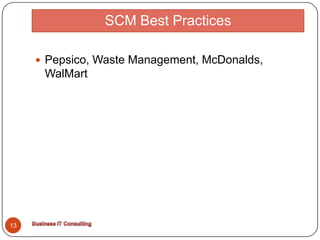 SCM Best Practices13Pepsico, Waste Management, McDonalds, WalMartBusiness IT Consulting
