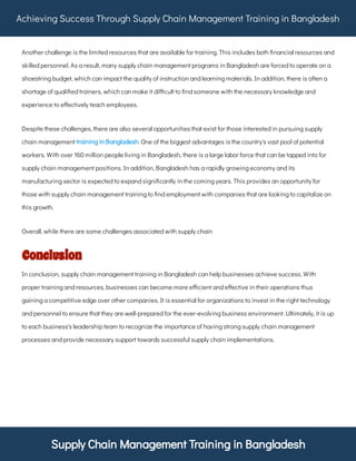 Supply Chain Management Training in Bangladesh | PDF