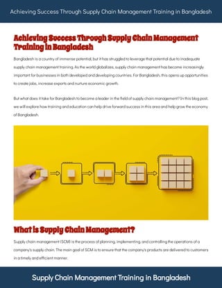 Supply Chain Management Training in Bangladesh | PDF