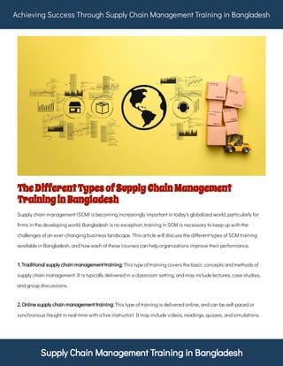 Supply Chain Management Training in Bangladesh | PDF
