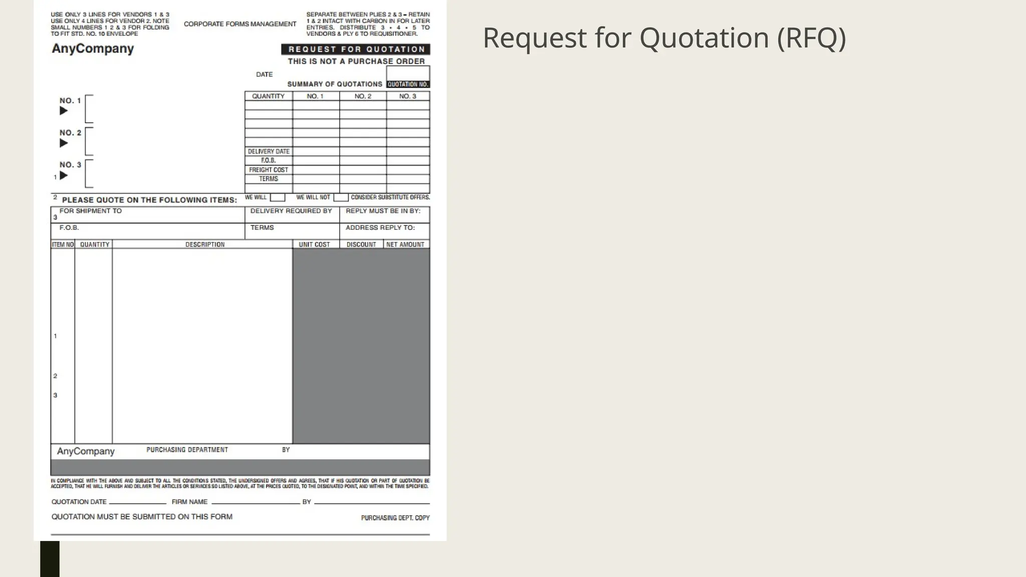 Request for Quotation (RFQ)
 