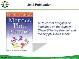 Supply Chain Insights LLC Copyright © 2013, p. 5#sciwebinar
2014 Publication
A Review of Progress of
Industries on the Supply
Chain Effective Frontier and
the Supply Chain Index
 