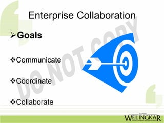 Enterprise Collaboration
Goals

Communicate

Coordinate

Collaborate
 