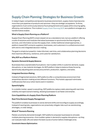 Supply Chain Planning: Strategies for Business Growth | PDF