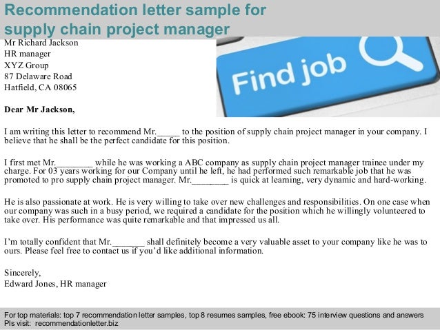 supply chain project manager recommendation letter eb1 recommendation letter sample
