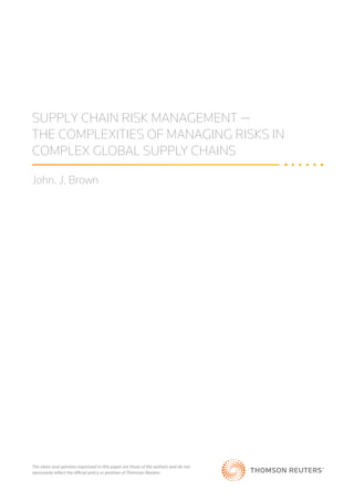 SUPPLY CHAIN RISK MANAGEMENT | PDF