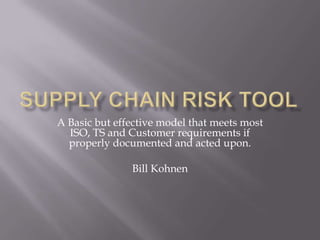 A Basic but effective model that meets most
  ISO, TS and Customer requirements if
  properly documented and acted upon.

               Bill Kohnen
 