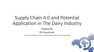 Supply Chain 4.0 and Potential
Application in The Dairy Industry
Prepared By
Riri Kusumarani
(Ideas were developed from Team 4 @ KAIST Global Entrepreneurship Camp 2018)
 