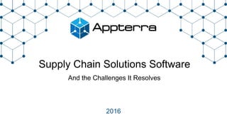 And the Challenges It Resolves
Supply Chain Solutions Software
2016
 
