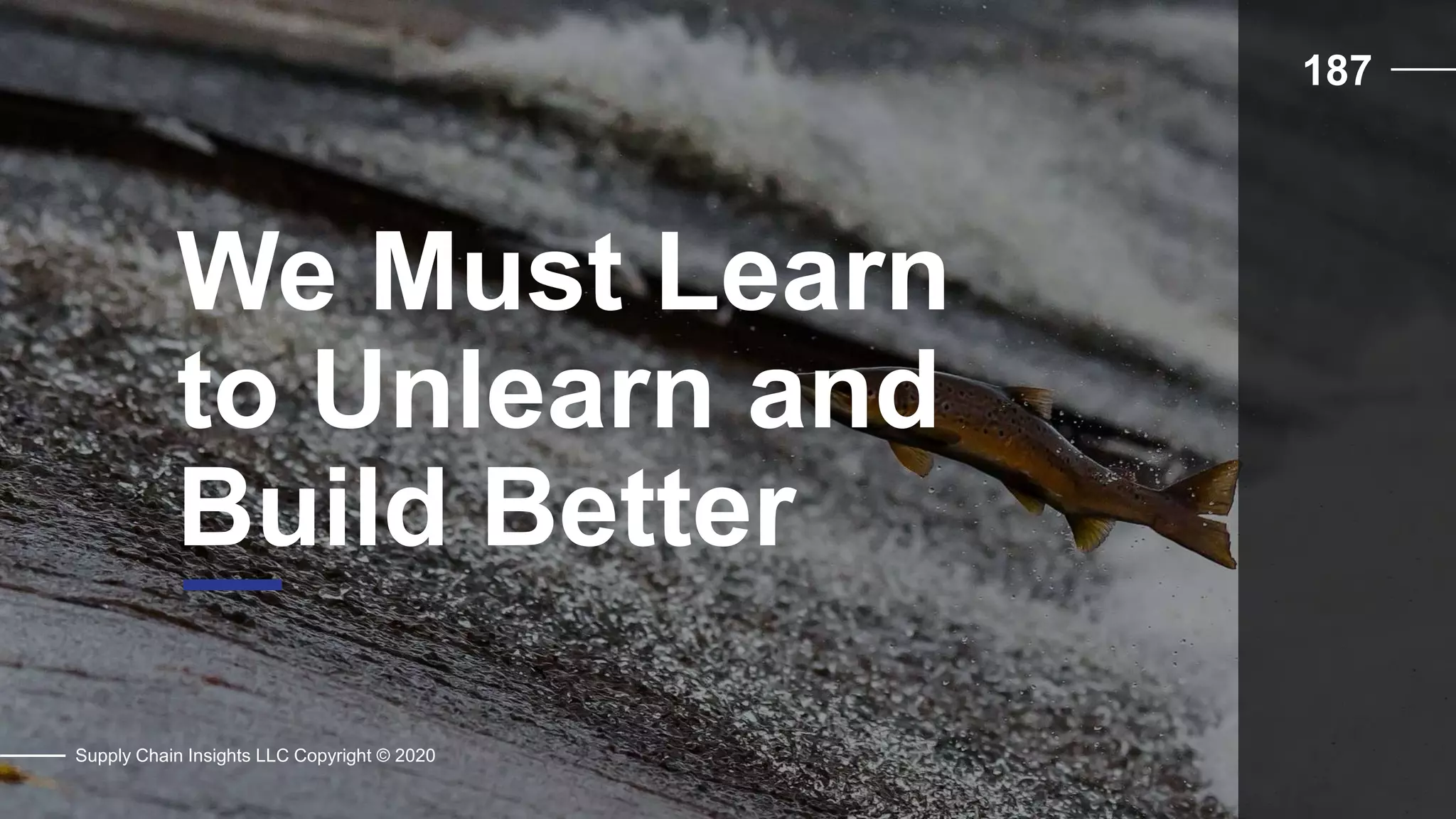 We Must Learn
to Unlearn and
Build Better
Supply Chain Insights LLC Copyright © 2020
187
 
