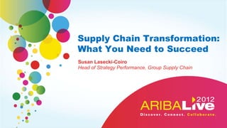 Supply Chain Transformation:
What You Need to Succeed
Susan Lasecki-Coiro
Head of Strategy Performance, Group Supply Chain
 