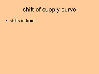 shift of supply curve 
• shifts in from: 
 