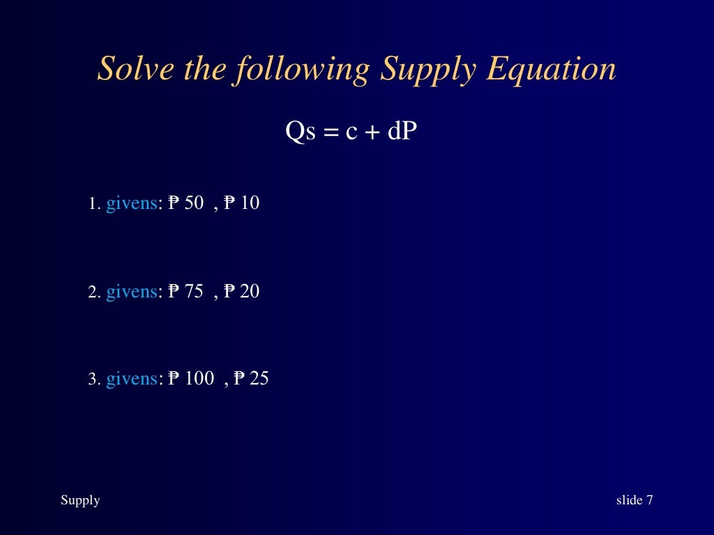 Supply equation