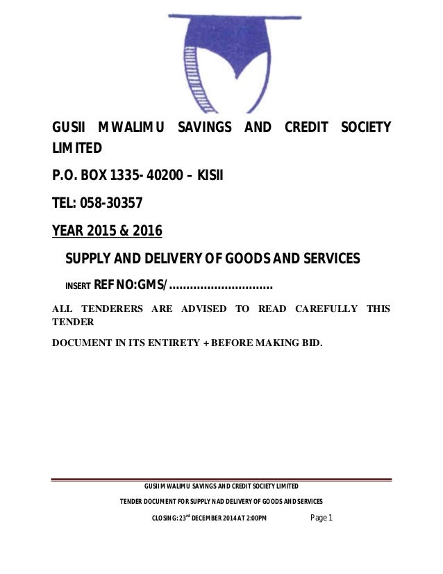 GUSII MWALIMU SACCO TENDER DOCUMENTS 2015_2016