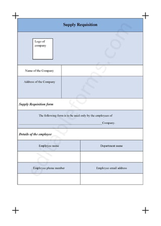 Supply Requisition Fillable PDF Template
