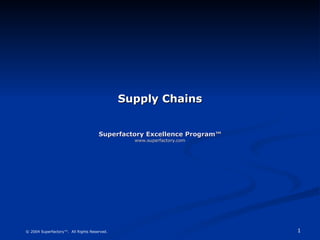 Supply Chains Superfactory Excellence Program™ www.superfactory.com 