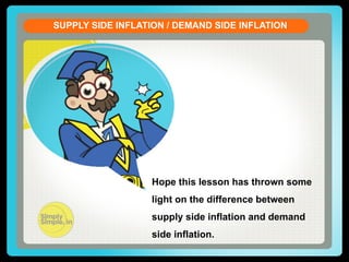 SUPPLY SIDE INFLATION / DEMAND SIDE INFLATION
CURRENT ACCOUNT DEFICIT
Let us see the formula of the Current Account Balance (CAB)

CAB = X - M + NI + NCT
X = Exports of goods and services
M = Imports of goods and services
NI = Net income abroad 

[Salaries paid or received,
credit / debit of income from
FII & FDI etc. ]

NCT = Net current transfers

[Workers' Remittances

Hope this lesson has thrown some
(unilateral),

Donations, Aids &

light on the difference between

Grants,

Ofﬁcial, Assistance and

supply side inflation and demand
Pensions

etc]

side inflation.

 