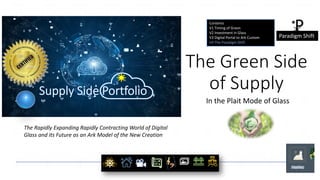 The Green Side
of Supply
In the Plait Mode of Glass
MDIA
Contents
V1 Timing of Green
V2 Investment in Glass
V3 Digital Por...